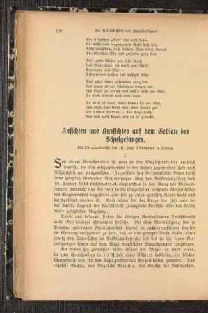 Ansichten und Aussichten auf dem Gebiete des Schulgesanges : ein Literaturbericht