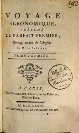Voyage Agronomique, Précédé Du Parfait Fermier, Tome Premier