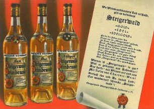 Werbepostkarte der Fa. Steigerwald für Weinbrand