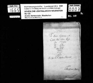 Stephan Hammel: Te Deum laudamus in D / â / Canto: Alto: Tenore: Basso / Due = Violini / Due = Oboi / Due = Clarini / Due = Corni / Alto Viola / Violone / Tympani / con / Organo / Del: Sig. R.P. Stephan Hammel; Ms.ca. 1790.