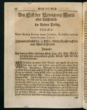 72-81, Am Fest der Reinigung Maria oder Liechtmeß. Die Andere Predig