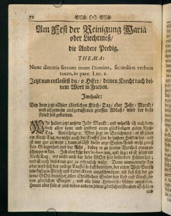 72-81, Am Fest der Reinigung Maria oder Liechtmeß. Die Andere Predig