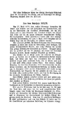 Aus dem Schuljahr 1878/79