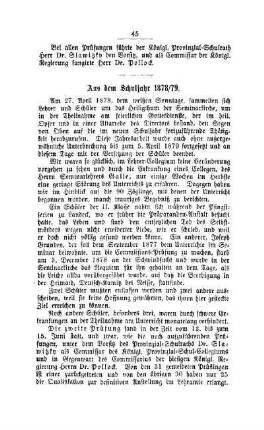 Aus dem Schuljahr 1878/79