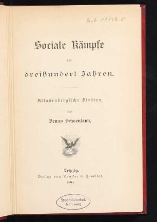 Sociale Kämpfe vor dreihundert Jahren : altnürnbergische Studien