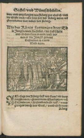 Wie der König Fortunato drey Edle Jungfrawen fürstellet/ die fast schön und Schwestern waren ...