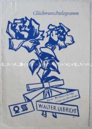 Vordruck eines Glückwunschtelegramms zum 70. Geburtstag von Walter Ulbricht (blanko)