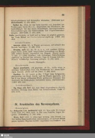 IV. Krankheiten des Nervensystems