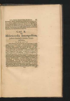 Cap. X. De Misericordia Intempestiva Iudicis secularis intuitu Criminalium.