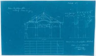 Benediktinerabtei St. Mauritius, Clerf (Clervaux): Dachkonstruktion des Hauptportales der Abteikirche, Schnitte 1:50