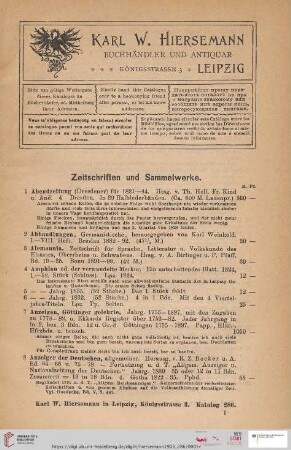 Zeitschriften und Sammelwerke (Nr. 1 - 110)