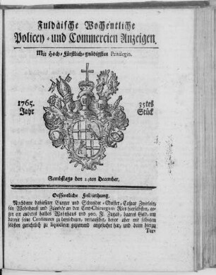 35tes Stück, Ausgabe vom 14. December 1765