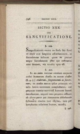 Sectio XXX. De Sanguificatione