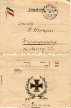 Feldpostbrief eines Soldaten an die Familie - Personenkonvolut