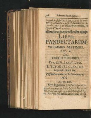 Liber Pandectarum Vigesimus Septimus.