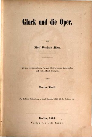 Gluck und die Oper. 1