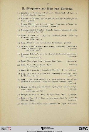 E. Skulpturen aus Holz und Elfenbein (Nr. 324-371)