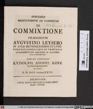 Specimen Meditationvm Ad Pandectas De Commixtione