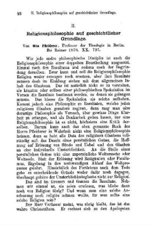 Religionsphilosophie auf geschichtlicher Grundlage