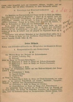 Dritter Abschnitt. Rang- und Dienstverhältnisse der Mitglieder des Sanitäts-Korps
