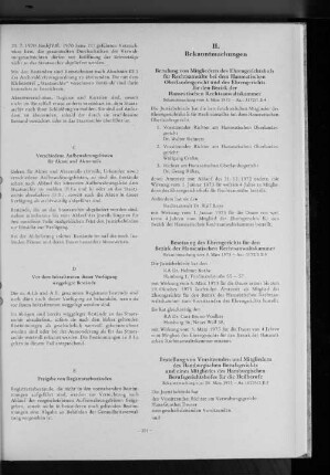 Berufung von Mitgliedern des Ehrengerichtshofs für Rechtsanwälte bei dem Hanseatischen Oberlandesgericht und des Ehrengerichts für den Bezirk der Hanseatischen Rechtsanwaltskammer