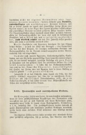 XIII. Vermißte und verschollene Erben