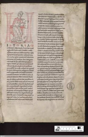 Flavius Josephus als schreibender Autor , auf dem Querbalken des H sitzend