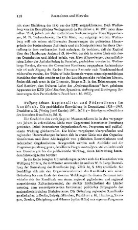 Schütte, Wolfgang :: Regionalität und Föderalismus im Rundfunk, die geschichtliche Entwicklung in Deutschland 1923 - 1945, (Beiträge zur Geschichte des deutschen Rundfunks, 3) : Frankfurt a. M., Knecht, 1971