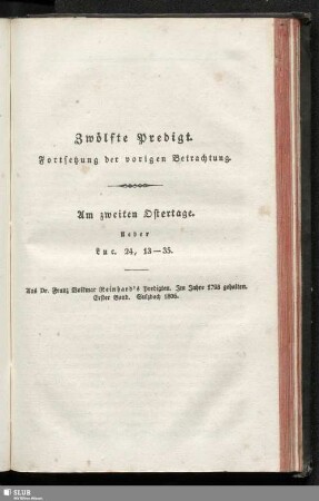 Zwölfte Predigt. Fortsetzung der vorigen Betrachtung