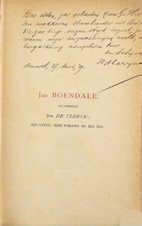 Jan Boendale, ook geheeten Jan de Clerc; zijn leven, zijne werken en zijn tijd