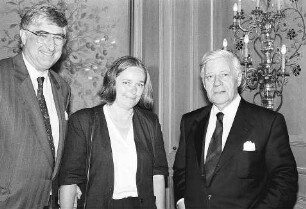 Freiburg im Breisgau: Alt-Bundeskanzler Helmut Schmidt mit Oberbürgermeister Rolf Böhme im Colombi-Hotel