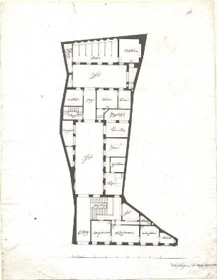 Speeth, Peter; Phantasiegrundrisse in vorgegebener Form - Wohnhaus mit Stallung (Grundriss)