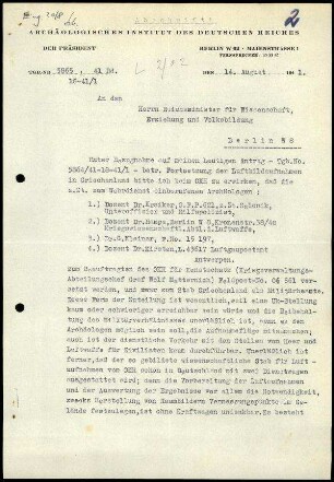 Brief (Abschrift); Martin Schede an Bernhard Rust