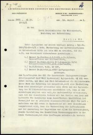 Brief (Abschrift); Martin Schede an Bernhard Rust