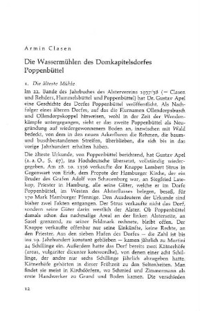 Die Wassermühle des Domkapitelsdorfes Poppenbüttel