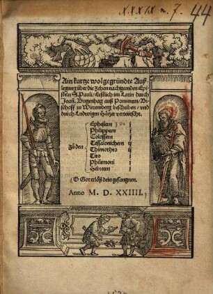 Ain kurtze wolgegründte Außlegung über die zehen ... Episteln S. Pauli