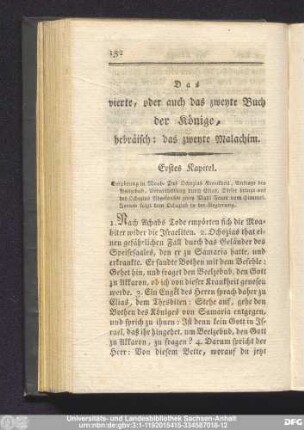 Das vierte, oder auch das zweyte Buch der Könige, hebräisch: das zweyte Malachin.
