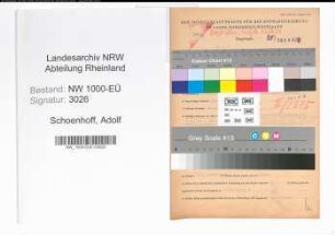Entnazifizierung Adolf Schoenhoff, geb. 27.12.1888 ()