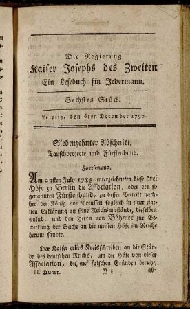Sechstes Stück. Leipzig, den 6ten December 1790. - Zehntes Stück. Leipzig, den 3ten Januar 1791.