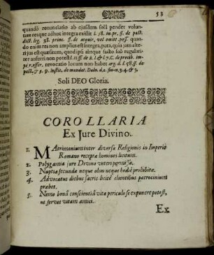 Corollaria Ex Jure Divino.