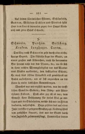 5. Schwerin. Parchim. Goldberg. Krakow. Langhagen. Carow