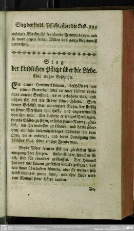 [VI.] Sieg der kindlichen Pflicht über die Liebe. Eine wahre Geschichte