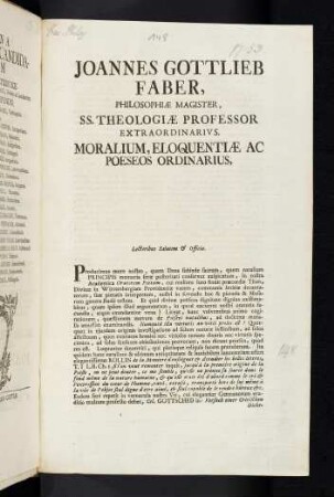 Joannes Gottlieb Faber, ...
