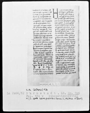 Bernardus, Sermones in Contica Canticorum — Initiale H(ique temporalibus), Folio 174verso