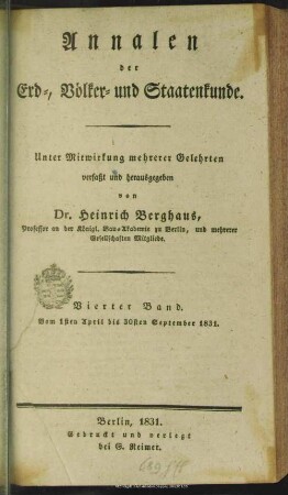 2.R.4.1831+Index: Annalen der Erd-, Völker- und Staatenkunde