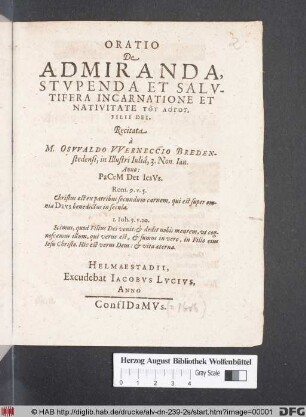 Oratio De Admiranda, Stupenda Et Salutifera Incarnatione Et Nativitate Tu Logu, Filii Dei