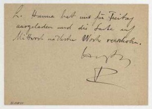 Postkarte von Raoul Hausmann an Elfriede Hausmann. Berlin