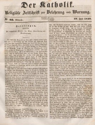 345-347 Zeitfragen : XXXVII. Die bischöflichen Decane, ihre Wahl, Amtsführung und Beaufsichtigung