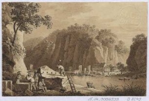 Ansicht von Herrnskretschen in der Böhmischen Schweiz, Radierung, um 1810