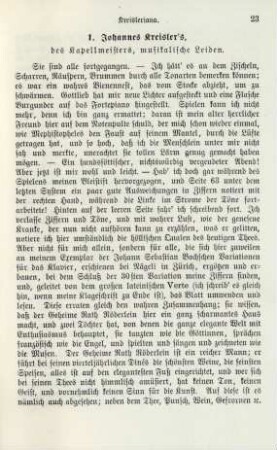 1. Johannes Kreisler's, des Kapellmeisters, musikalische Leiden
